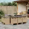 Image de vidaXL Ensemble à manger de jardin et coussins 11 pcs mélange beige
