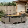 Image de vidaXL Ensemble à manger de jardin 11pcs avec coussins gris poly rotin