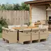 Image de vidaXL Ensemble à manger de jardin et coussins 11 pcs beige poly rotin