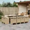 Image de vidaXL Ensemble à manger de jardin et coussins 13 pcs beige