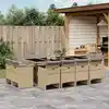 Image de vidaXL Ensemble à manger de jardin coussins 13 pcs mélange beige rotin