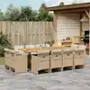 Image de vidaXL Ensemble à manger de jardin et coussins 13 pcs beige