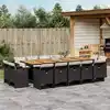 Image de vidaXL Ensemble à manger de jardin 15 pcs coussins noir résine tressée