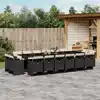 Image de vidaXL Ensemble à manger de jardin 17 pcs coussins noir résine tressée