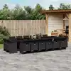 Image de vidaXL Ensemble à manger de jardin 17 pcs coussins noir résine tressée