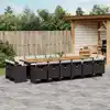 Image de vidaXL Ensemble à manger de jardin 17 pcs coussins noir résine tressée