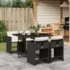 Image de vidaXL Ensemble à manger de jardin coussins 5pcs Noir Résine tressée