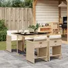 Image de vidaXL Ensemble à manger de jardin avec coussins 5pcs Beige poly rotin