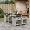 Image de vidaXL Ensemble à manger de jardin et coussins 5 pcs gris clair rotin