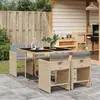 Image de vidaXL Ensemble à manger de jardin coussins 5 pcs mélange beige rotin
