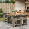 Image de vidaXL Ensemble à manger de jardin 5 pcs coussins gris résine tressée