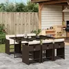 Image de vidaXL Ensemble à manger de jardin et coussins 7 pcs marron rotin