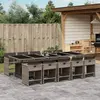 Image de vidaXL Ensemble à manger de jardin 11pcs avec coussins gris poly rotin