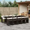 Image de vidaXL Ensemble à manger de jardin et coussins 11 pcs marron rotin