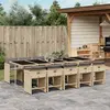 Image de vidaXL Ensemble à manger de jardin et coussins 11 pcs mélange beige