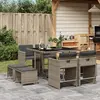 Image de vidaXL Ensemble à manger de jardin 9 pcs coussins gris résine tressée