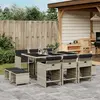 Image de vidaXL Ensemble à manger de jardin 11pcs avec coussins gris poly rotin