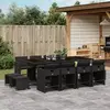 Image de vidaXL Ensemble à manger de jardin 13 pcs coussins noir résine tressée