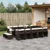 Image de vidaXL Ensemble à manger de jardin avec coussins 15 pcs marron rotin