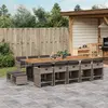 Image de vidaXL Ensemble à manger de jardin 15 pcs coussins gris résine tressée
