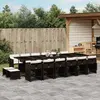 Image de vidaXL Ensemble à manger de jardin et coussins 17 pcs marron rotin