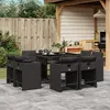 Image de vidaXL Ensemble à manger de jardin 9pcs coussins noir résine tressée