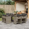 Image de vidaXL Ensemble à manger de jardin 9 pcs coussins gris résine tressée