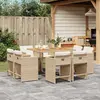Image de vidaXL Ensemble à manger de jardin et coussins 9 pcs beige Poly rotin