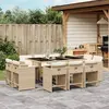 Image de vidaXL Ensemble à manger de jardin et coussins 11 pcs beige poly rotin