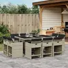 Image de vidaXL Ensemble à manger de jardin 11pcs avec coussins gris poly rotin