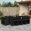 Image de vidaXL Ensemble à manger de jardin 13 pcs coussins noir résine tressée