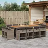 Image de vidaXL Ensemble à manger de jardin coussins 13 pcs gris résine tressée