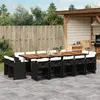 Image de vidaXL Ensemble à manger de jardin 15 pcs coussins noir résine tressée