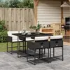 Image de vidaXL Ensemble à manger de jardin coussins 5pcs Noir Résine tressée