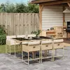 Image de vidaXL Ensemble à manger de jardin et coussins 7 pcs beige poly rotin