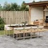 Image de vidaXL Ensemble à manger de jardin et coussins 9 pcs beige Poly rotin