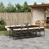Image de vidaXL Ensemble à manger de jardin et coussins 11 pcs marron rotin