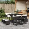 Image de vidaXL Ensemble à manger de jardin 9pcs coussins noir résine tressée