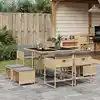 Image de vidaXL Ensemble à manger de jardin et coussins 9 pcs mélange beige
