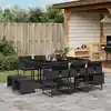 Image de vidaXL Ensemble à manger de jardin 11 pcs coussins noir résine tressée