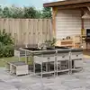 Image de vidaXL Ensemble à manger de jardin 11pcs avec coussins gris poly rotin