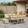 Image de vidaXL Ensemble à manger de jardin et coussins 11 pcs beige poly rotin