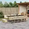 Image de vidaXL Ensemble à manger de jardin et coussins 15 pcs beige
