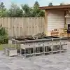 Image de vidaXL Ensemble à manger de jardin et coussins 15 pcs gris clair rotin