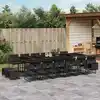 Image de vidaXL Ensemble à manger de jardin 17 pcs coussins noir résine tressée