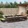 Image de vidaXL Ensemble à manger de jardin et coussins 17 pcs marron rotin