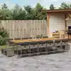 Image de vidaXL Ensemble à manger de jardin 17 pcs et coussins résine tressée