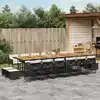 Image de vidaXL Ensemble à manger de jardin 17 pcs coussins noir résine tressée