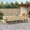 Image de vidaXL Ensemble à manger de jardin et coussins 17 pcs beige