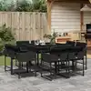 Image de vidaXL Ensemble à manger de jardin 9pcs coussins noir résine tressée